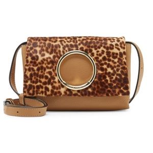 Vince Camuto Leopard Leather Shoulder Clutch Bag